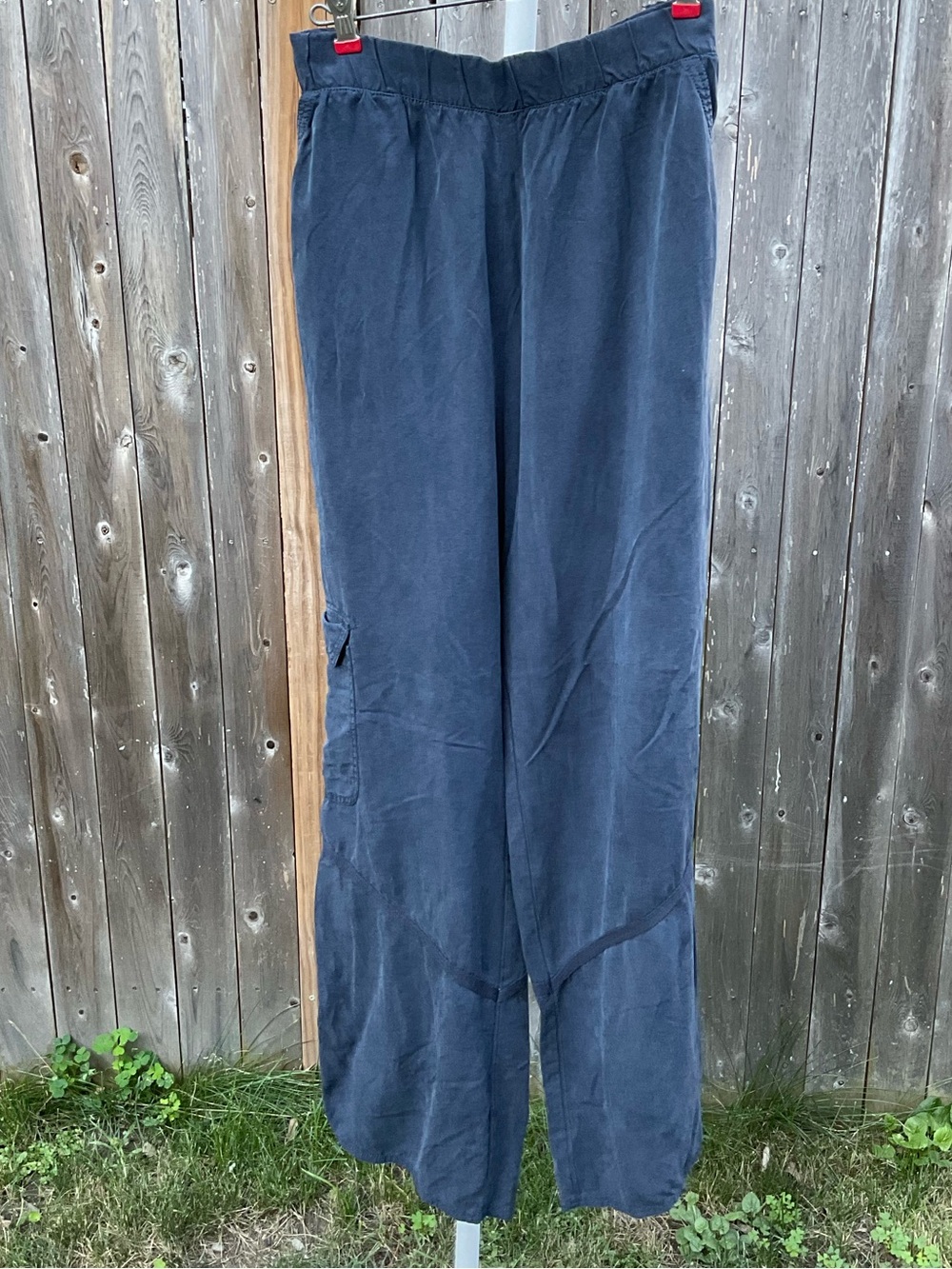 Soft Surroundings Navy Silk Cargo Pants